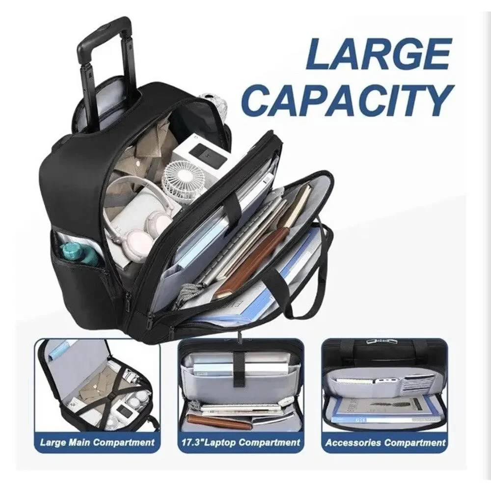 ROSECER Rolling Laptop Bag, 17.3 Inch Premium Laptop Briefcase with‎ Wheels New